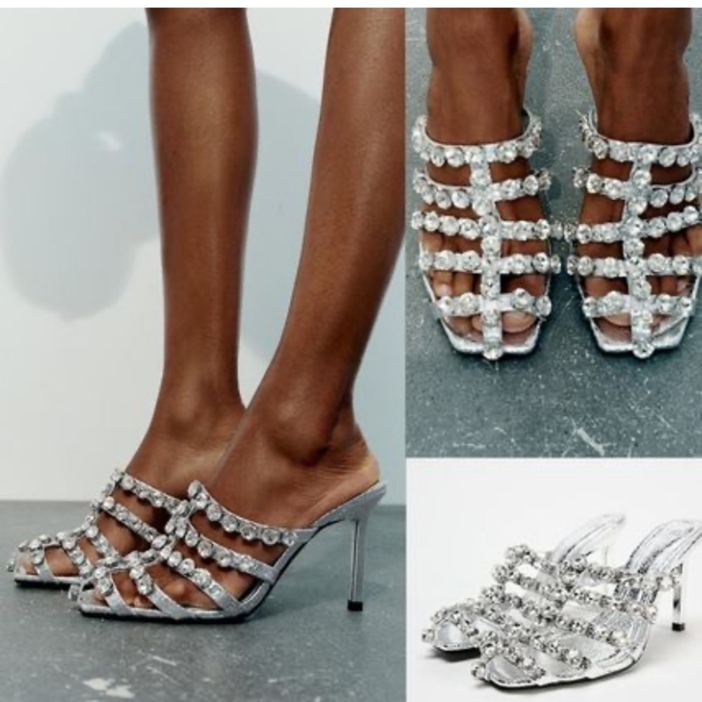 Zara rhinestone caged style sandals